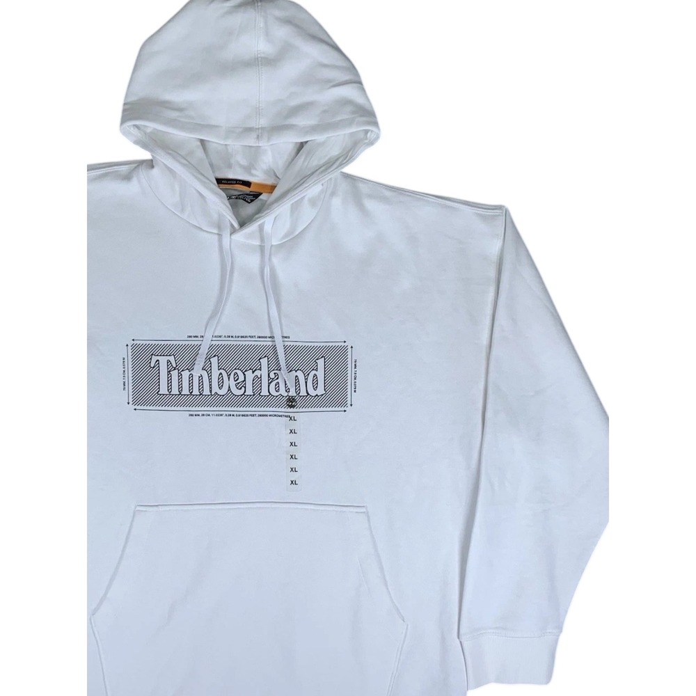 Timberland Hoodie White Pullover Size Men's XL Relaxed Fit